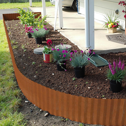 Gardenaire Corten Steel Corrugated Metal Garden Edging, 8"×50Ft Landscape Edging Border,Flexible Garden Edging Border for Perfect DIY Flower Beds,Lawn and Landscaping Borders