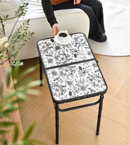 Outdoor Side Table, Portable 3 Adjustable Height Small Outdoor Folding Table, Aluminum Foldable Patio Side Tables for Outside Indoor, Plant Stand Coffee End Table for Pool, Porch,Garden, Balcony
