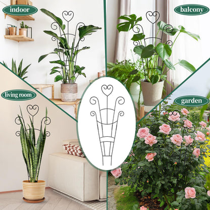 30 Inch Plant Trellis for Climbing Plants Indoor, Outdoor Metal Garden Trellis for Potted Plants, Houseplant Plant Support for Ivy Pothos Monstera Hoya Flower Vine Black Heart (Black-2pcs)