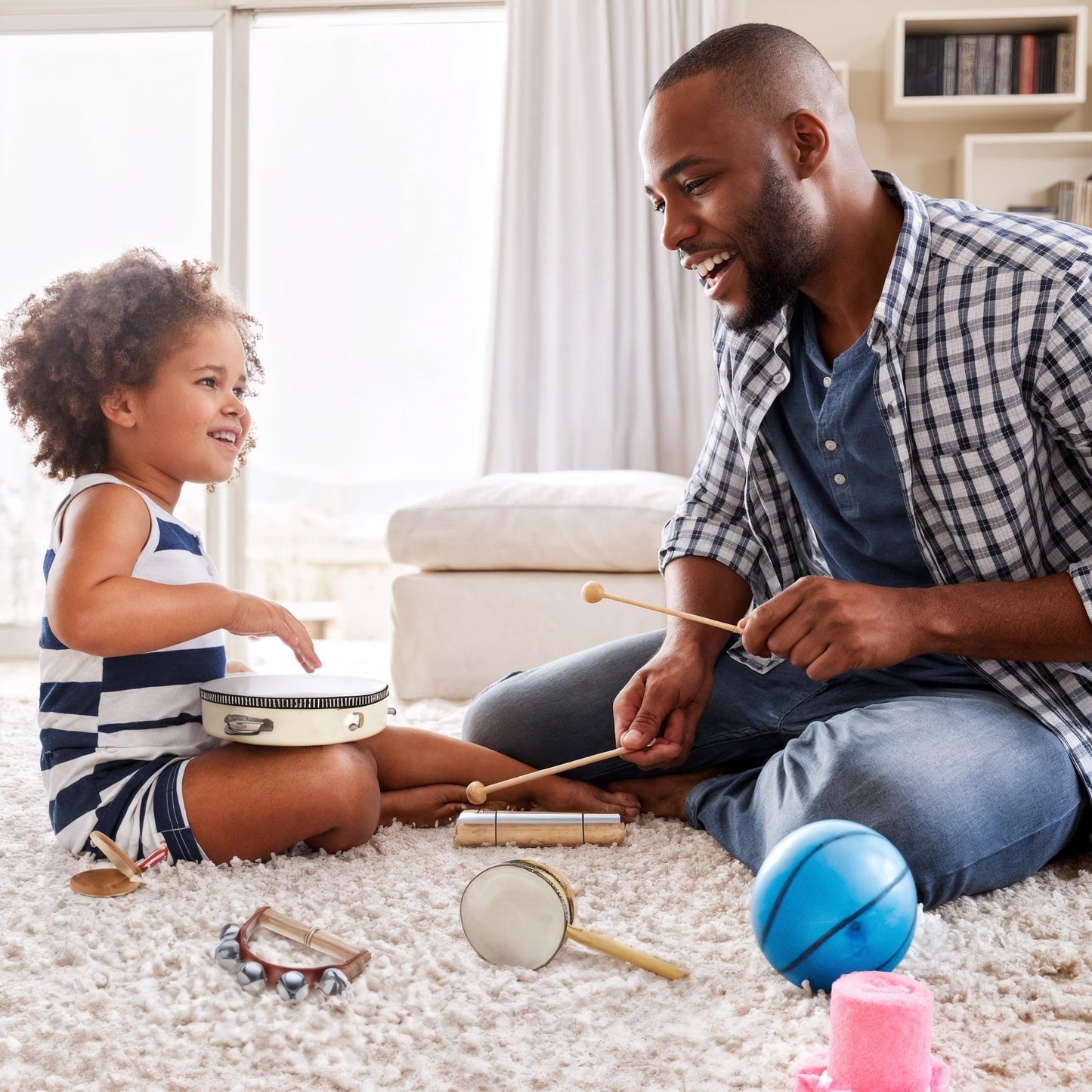 Stoie's Wooden Toddler Musical Instruments with Drum, Hand Bells, Flute, Maracas, Castanet, Tamburine, for Babies and Kids, Eco Friendly Montessori Educational Toy