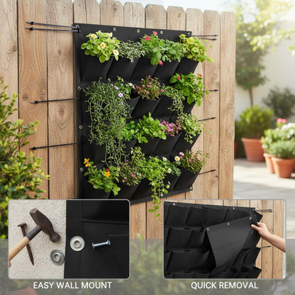 Peosaard Wall Planter, Vertical Garden Planter with 36 Pockets, Living Wall for Indoor Outdoor Use, Thick Non-Woven Fabric Planting Bag (Black, 39.4"x39.4"), Vertical