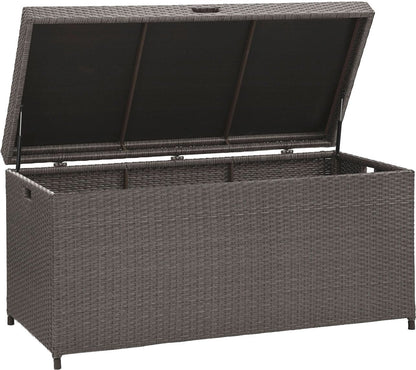 Crosley Furniture Palm Harbor Wicker Outdoor Storage Box for Patio Furniture Cushions and Pool Floats, Gray
