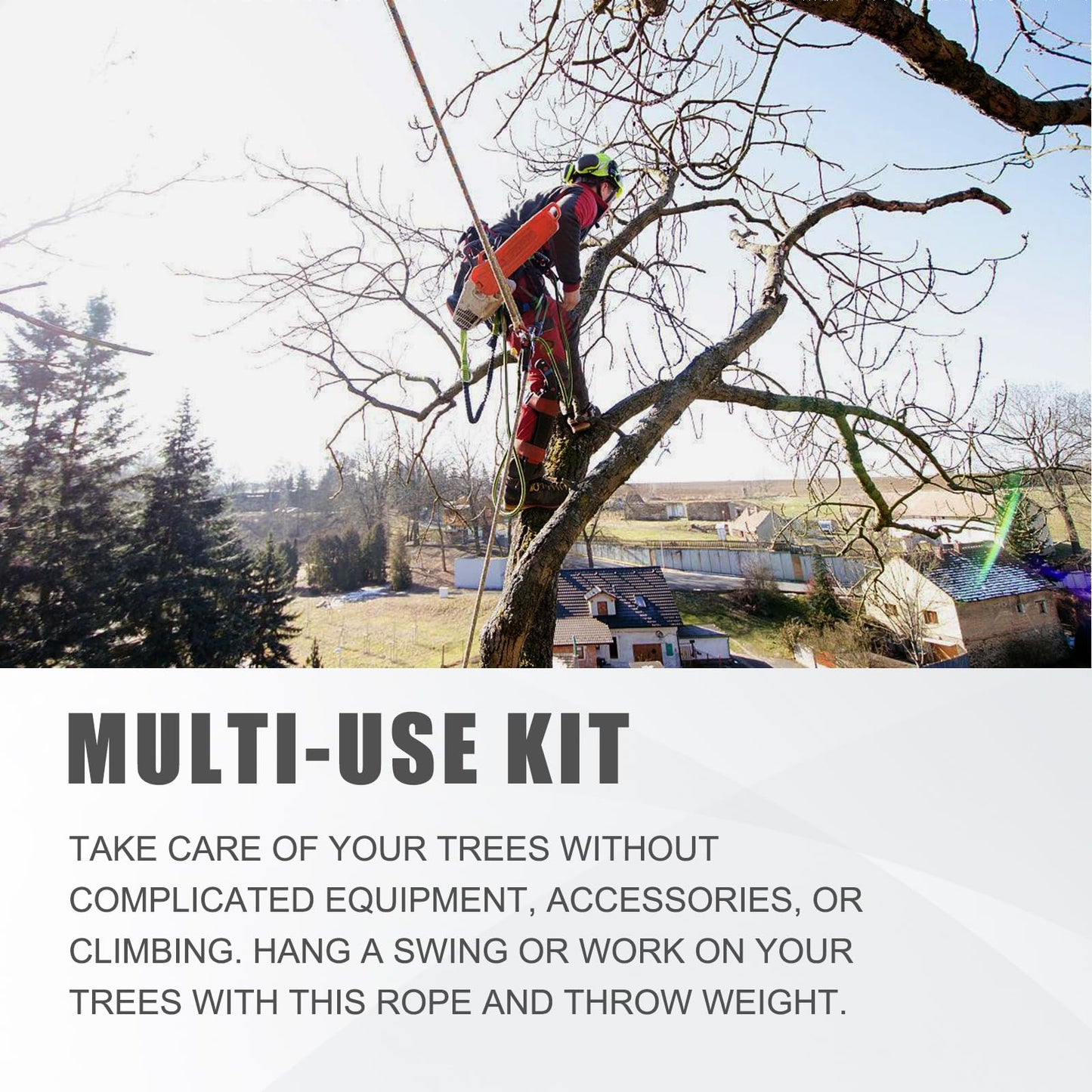 SOB Arborist Throw Line Kit with Slick Rope 197FT, Throw Weight, Reflective Storage Bag, Suit for Tree Cutting,Camping, Trimming, Hanging Swing ﻿ (197FT Rope with 8.8Oz Throw Bag)