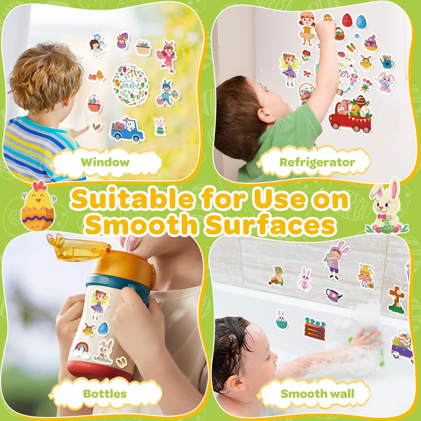 4 Sets Easter Reusable Sticker Books for Toddlers 1-3, Arts Crafts for Toddler 3-5, Activity Books for Kids 2-4, Toddler Toys Holiday Gifts Travel Toys Easter Basket Stuffers for Girls Boys