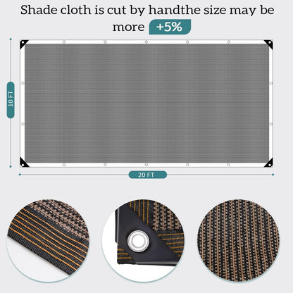 90% Coffee Shade Cloth, 10x20FT Resistant Garden Sun Shade Net, Durable Mesh Shade Tarp with Reinforced Grommets for Greenhouse, Plant, Chicken Coop, Pergola, Swimming, Canopy，Patio，Garden