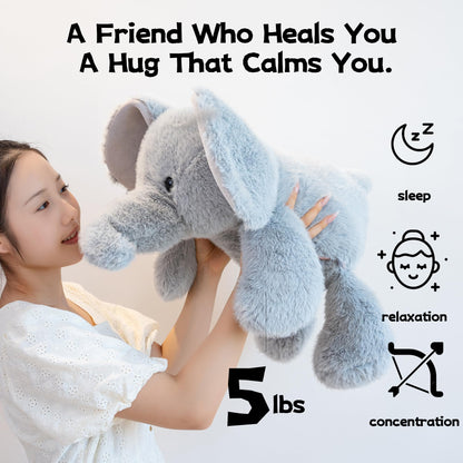 Gudisi 5 Pounds Weighted Elephant Stuffed Animals 23.6Inch Large Weighted Elephant Plush,Huggable Companion for Kids & Adults, Gift for Thanksgiving, Christmas and Birthday.