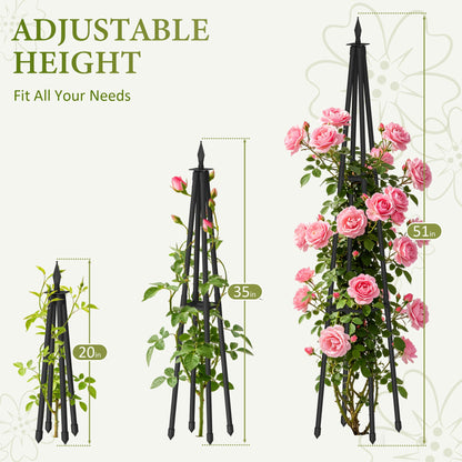 Obelisk Trellis for Climbing Plants Outdoor,4.0 Ft Garden Trellis for Potted Plants, Metal Trellis with Anti-Rust Coated for Potted Plants Indoor, Plant Support for Vegetables, Vines