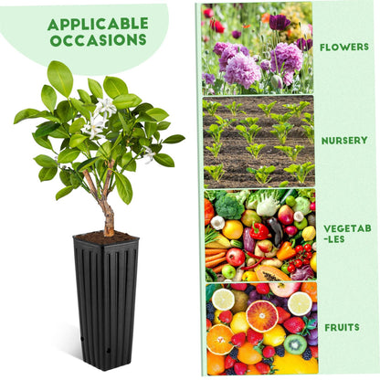 YARNOW 50 Pcs Tall Nursery Pots Plastic Nursery Pots Deep Nursery Pots Plastic Grow Bags, with Drainage Holes (4.7" W x 11.2'' H)