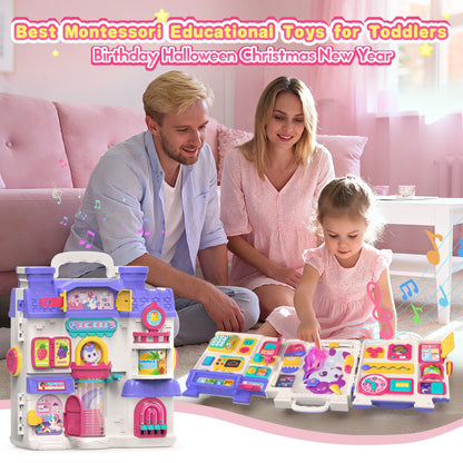 ELFJOY Montessori Toys for 1 Year Old Girl Gifts, Busy Board for 1 2 Year Old - 56+ Activities Bilingual Early Educational Learning Toddler Baby Girl Toys, First Birthday Gifts for 1 2 Year Old Girls