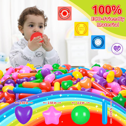 STARBOLO Ball Pit Balls for Kids -Pack of 500 Colorful Ball Pit Balls Crush Proof Plastic Toy Balls for Toddlers Ball Pit, Ball Pit Play Tent, Baby Pool Water Toys