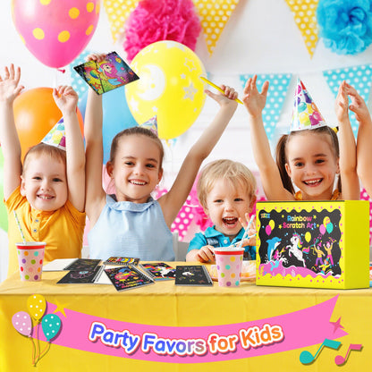ZIZZ Scratch Art Party Favors for Kids 4-10: 24 Pack Rainbow Scratch Notebooks Gifts Kits - Mess Free Coloring Books Birthday Goodie Bags Stuffers School Classroom Travel Games for Girls Boys Toddler