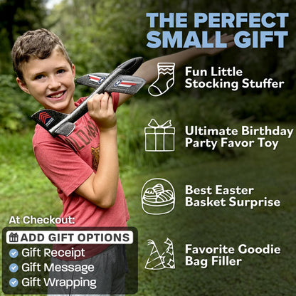Foam Airplane Toy for Kids – Easy to Throw Glider Plane - Gifts for Boys or Girls & Birthday Gift Ideas - Soft & Safe Outdoor Toy - Summer Gifting Ideas Present Ages 3 4 5 6 7 8 9 10 11 12 +