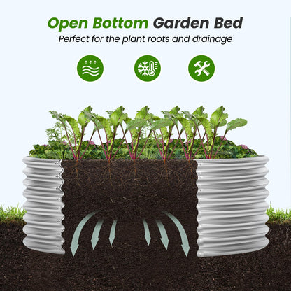 Land Guard 4×4×2ft Galvanized Raised Garden Bed Kit, Round Galvanized Planter Raised Garden Boxes Outdoor, Large Metal Raised Garden Beds for Vegetables, Silver