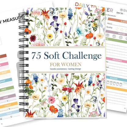 HAMIEW 75 Soft Challenge Journal for Women - A5 Spiral 75-Day Habit Tracker Planner, 108-Page Full-Color Daily Logs, Weekly Reviews, Meal Water Workout Reading Tracker