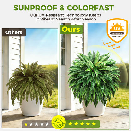 Suntee 2 Pack 48" Large Artificial Ferns, 3 Pack Tomato Cage with 10 Gallon Grow Bags