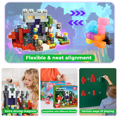400 PCS Magnetic Blocks - Building Block for Kids, Stacking Magnet Cubes for Boys Girls, STEM Educational Montessori Magnetic Constructions Toys, Sensory Play Game Birthday Gifts Ages 3-12
