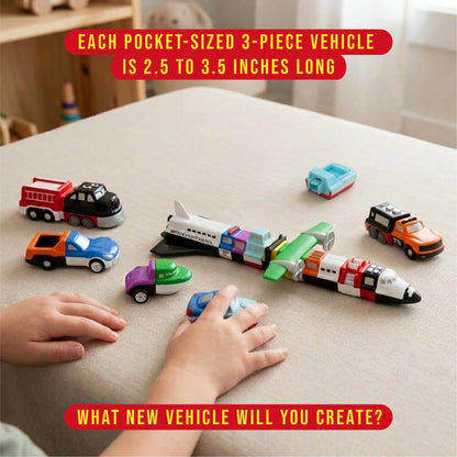 Popular Playthings Magnetic Vehicles for Toddlers 1-3, Mini Mix or Match Car Toys, Set of 9 Gift for Kids - Vehicles