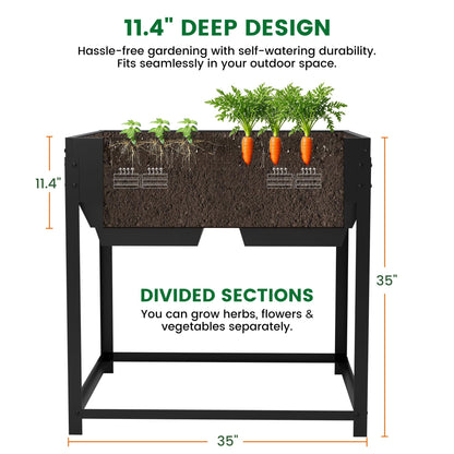 Worth Galvanized Steel Raised Garden Bed with Legs & Built-In Drainage - 50 Gal Outdoor Planter Box for Vegetables, Flowers, Herbs - Rust-Resistant Elevated Metal Design for Patio, Backyard 35"x35"x35