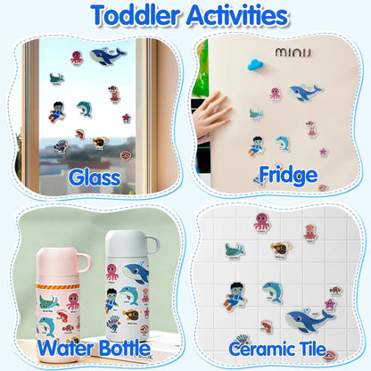 ACGROW 6 Sets Reusable Sticker Book for Kids, Puffy Jelly Stickers for Toddlers, Travel Essentials Craft Activities Toys for Boys Girls Birthday Gifts
