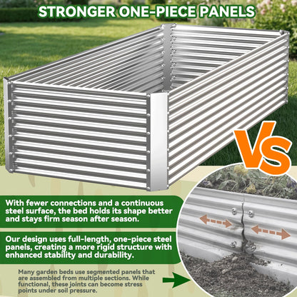 CATMANOR 2 Pack Tall Corrugated Galvanized Steel Raised Garden Bed Outdoor, Metal Above Ground Garden Bed for Vegetables and Flowers, Rectangle Raised Beds for Gardening-3x2FT