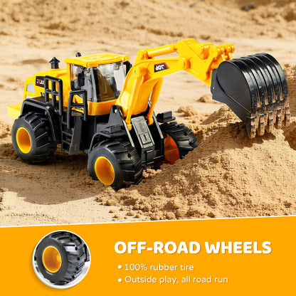 Beestech Construction Truck Toys for 3 4 5 6 7 8 Years Old Boys, Truck Vehicles Sand Sandbox Beach Toys, Excavator Forklift Bulldozer Friction Powered