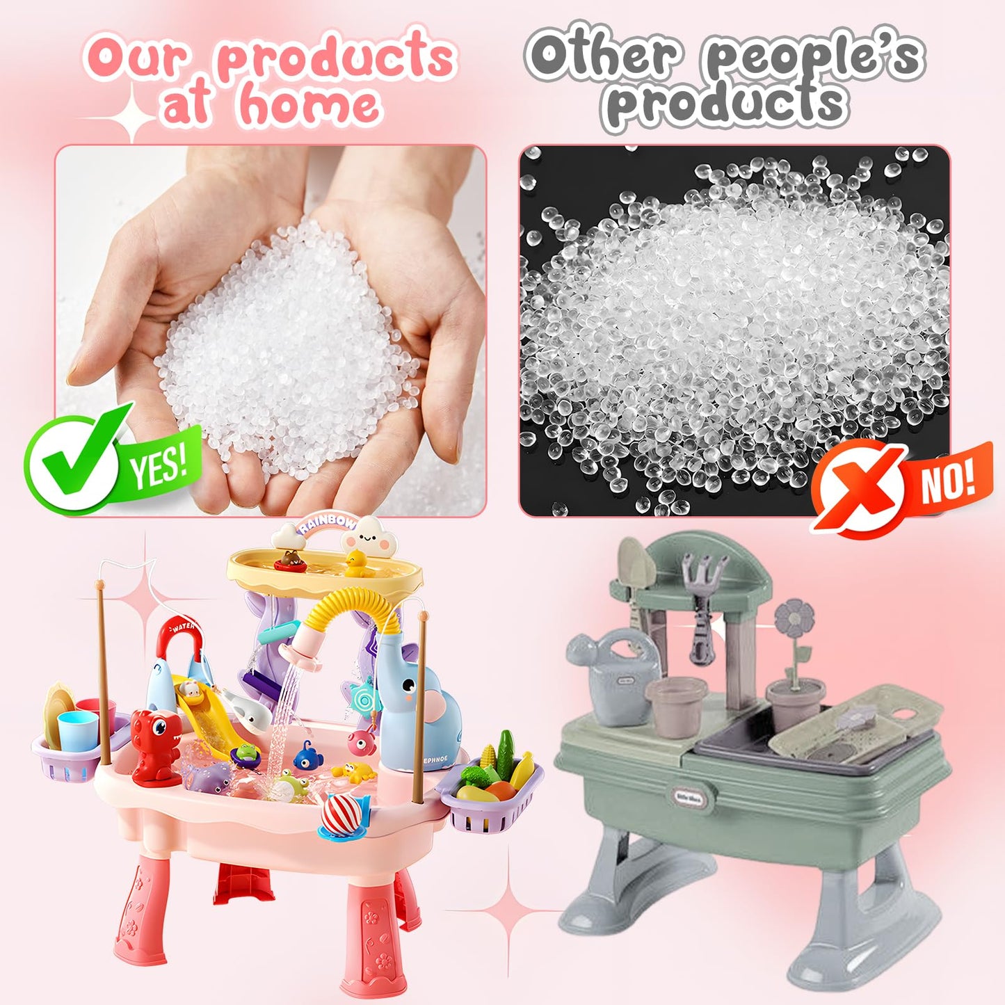 Poruary 2027 Upgraded Toddler Sand Water Table Toy with Electric Water Pump, Kids Sand Water with Faucet/Play Food Accessories/Fishing Toy, Kitchen Play Sink Toys for Girl Boy Age 3+ (Pink)
