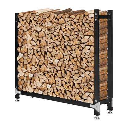 M METERXITY 4ft 1/4 Cord Firewood Rack Outdoor Upgrade Heavy Load-Bearing Frame, Wood Racks with Anti-Slip Adjustable Pad, Firewood Logs Holder Stand for Outdoor Indoor Patio Firepit