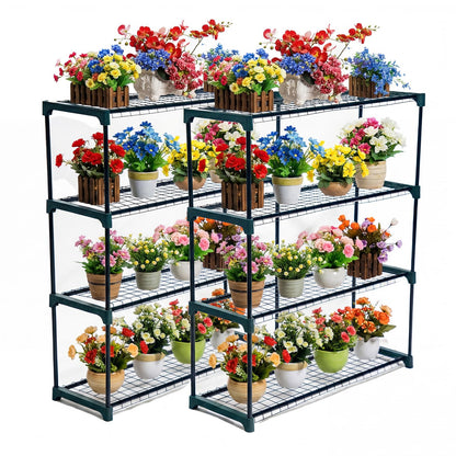 Panana 4 Tier Garden Greenhouse Steel Staging Shelving Plant Stand Garden Shelving Unit Garage Storage Racking, 2 Pack Plant Racks