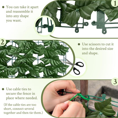 ODTORY Artificial Ivy Privacy Fence Wall Screen,40X120 in UV-Anti Faux Greenery Backdrop Ivy Vine Leaf Hedges Fence Panels for Patio, Balcony, Garden, Backyard Indoor Outdoor Green Wall Decor