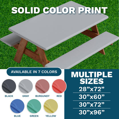 Sorfey Picnic Table Cover with Bench Covers -Fitted with Elastic, Vinyl with Flannel Back, Fits for Table 30"x 60" Rectangle,Water Proof, Solid Yellow Design