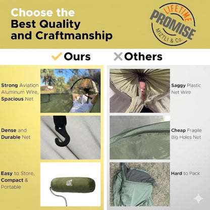 Miztli Camping Hammock -Portable Hammock w/Spacious Net & Tree Straps w/Adjustable Loops, Double and Single Hammock for Outdoor, Indoor, Hiking and Travel