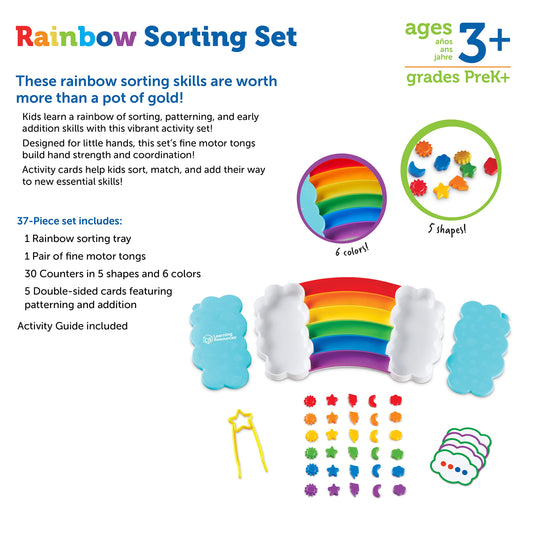 Learning Resources Rainbow Sorting Set , fine motor, sorting, patterning & addition skills, Toddler Educational Toys, sensory tray