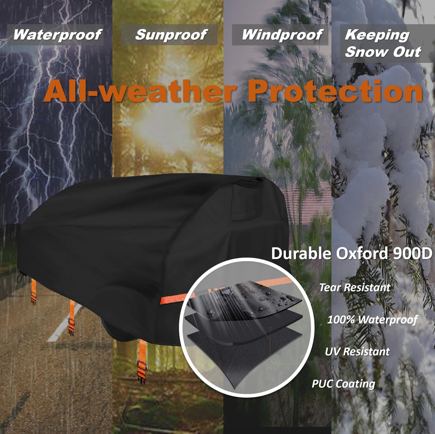 CHENGNAN Log Splitter Cover for 15-45tons Log Splitter (89×45×39 inch), 900D Oxford Cloth,All Weather Protection, Heavy Duty Wood Splitter Cover Wateproof,Black