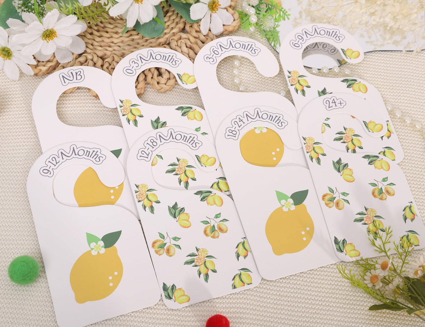 Lemonade Theme Baby Closet Dividers - Lemon Baby Clothes Nursery Size Organizer,Nursery Closet Dividers Newborn-24 Months (Lemon)