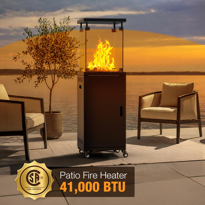 Pamapic 41,000 BTU Propane Patio Heater with Wheels & Cover,CSA Certified Outdoor Heater with Lockable Wheels for Backyard, Balcony,Garden,Weather Resistant(Ink)