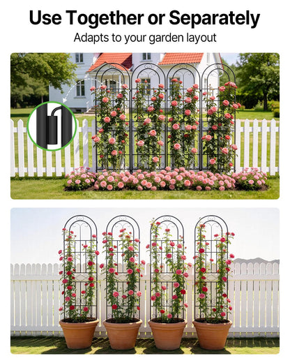 Suteck Garden Trellis for Climbing Plants Outdoor, 71” H x 20” W, 4 Pack Metal Garden Trellis with Rustproof Powder-Coated, Rose Trellis for Patio Lawn Yard, Flower & Vegetable Support