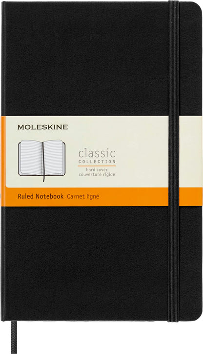 Moleskine Classic Notebook, Large, Ruled, Black, Hard Cover (5 x 8.25)