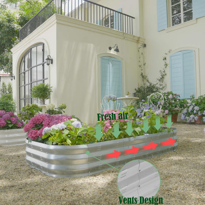 Colorfulbeetle Galvanized Raised Garden Bed Kit, Large Metal Raised Garden Beds for Vegetables, Galvanized Planter Raised Garden Boxes Outdoor (Silver)