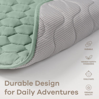 Comfy Cubs Rectangle Kids Play Mat - Large 60 x 96 inches Soft Quilted Baby Floor Mat with Non-Slip Bottom - Plush Design for Toddlers' Playtime - Comfortable and Durable - Fern