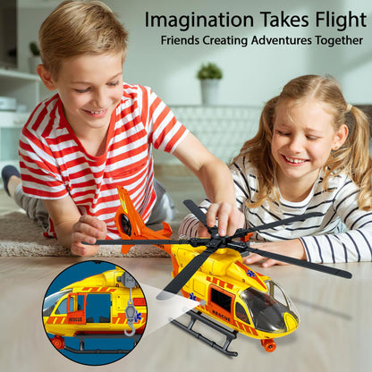 Rescue Helicopter Toys for Boys with Hanging Basket Airplane Toy with Lights and Sound Rescue Vehicles Toys for Kids Aged 3 4 5 6 7