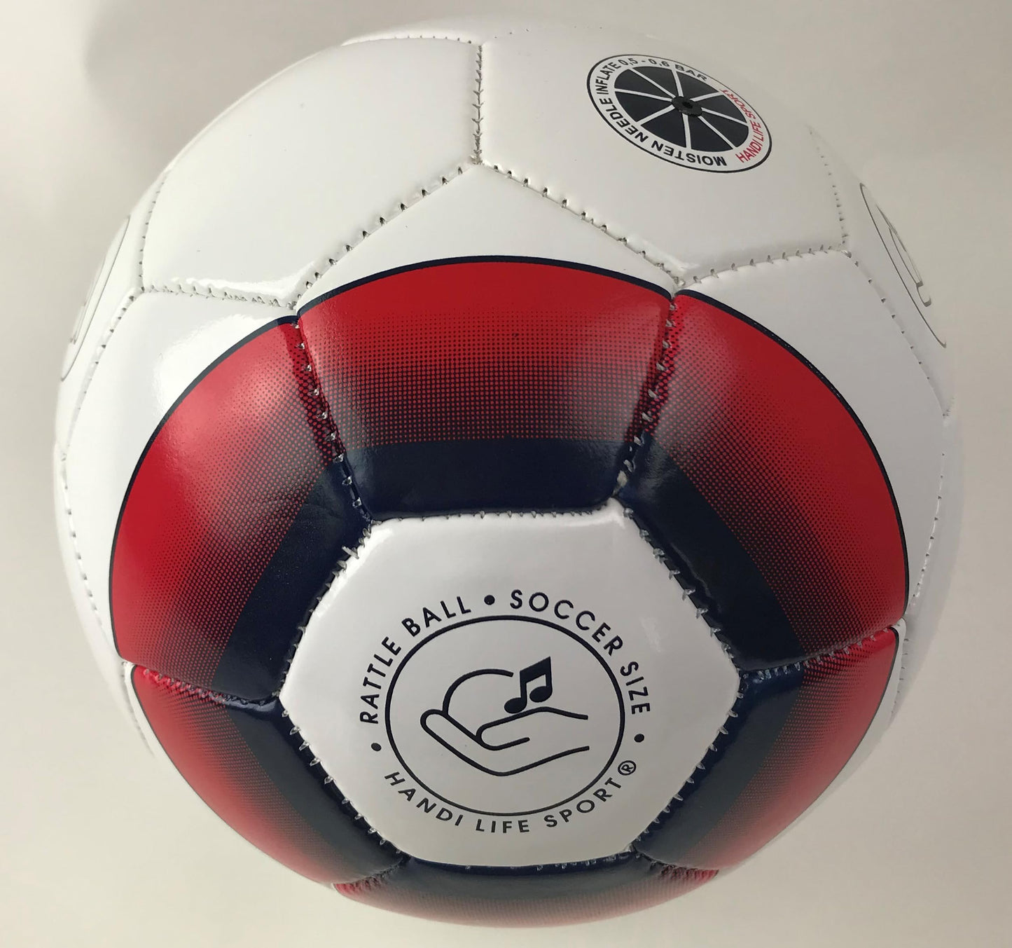 Handi Life Sport | Rattle Ball, Size 4 | Strong Quality Audible Ball with 3 Large Sound Devices | Medino Soccer Size 4 | Therapy & Recreation | Adaptive Sports