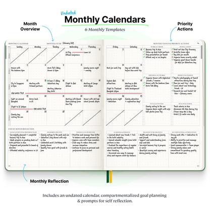Roterunner Purpose Planner Notebook B5 7.5”x9.8” Undated Planner 2025 Daily Weekly and Monthly Productivity Goal Setting Tool for Work Home