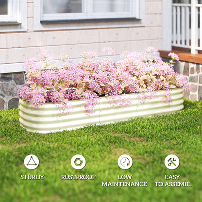 Outsunny 6.5' x 2' x 1' Galvanized Raised Garden Bed Kit, Outdoor Metal Elevated Planter Box with Safety Edging, Easy DIY Stock Tank for Growing Flowers, Herbs & Vegetables, Cream