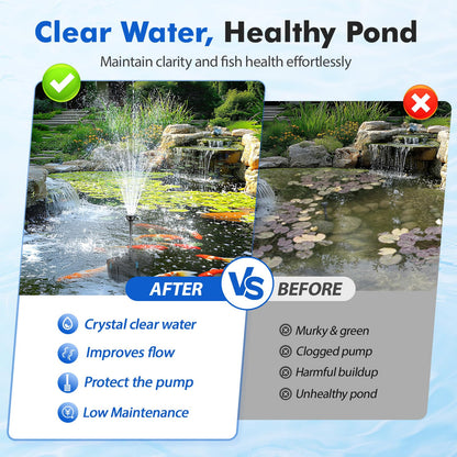 FEOXSHAL Pond Filter with Fountain Pump Kits, 50W 660GPH Pond Pump and Filter Kit with Submersible Water Pump Flow Ajustable for Outdoor Ponds Koi Pond Garden Fish Tank Water Features