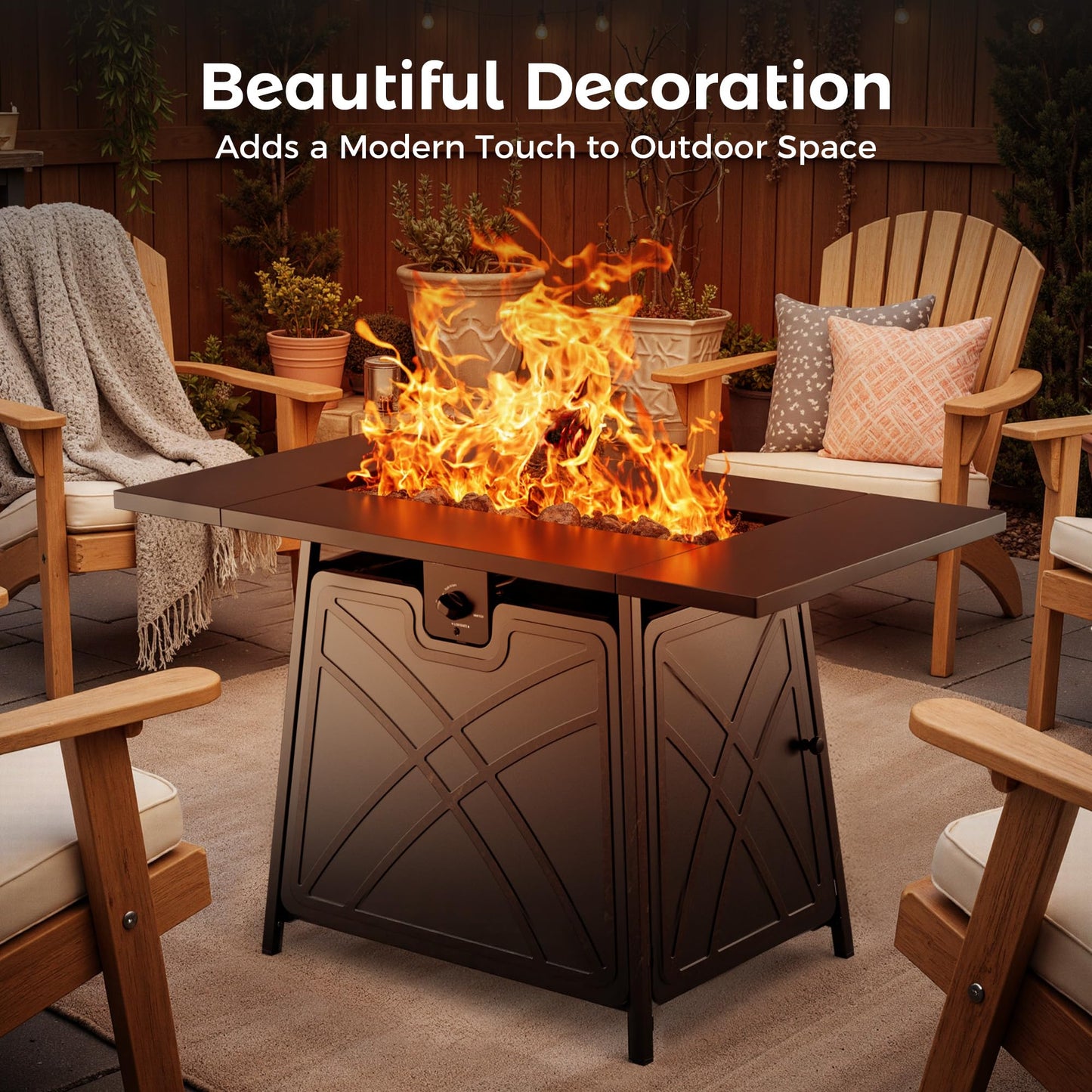 BALI OUTDOORS Propane Fire Pit Patio Outdoor Fire Pit Table Large Firepits for Outside Black