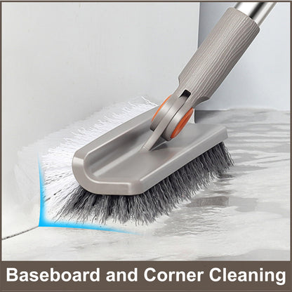 Multifunction 3-in-1 Broom and Dustpan, Silicone broom Squeegee and Scrub Brush Set with Long Adjustable Handle for Indoor & Outdoor Sweeping and Scrubbing, Ideal for Pet Hair, Liquids Spills and Dirt