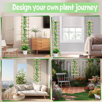 HFYZZ 2Pcs Climbing Plants Trellis - 4.3 ft Wood Ladder Design Plant Support for Indoor & Outdoor House Vine Plant, Wooden Garden Plant Wall Trellis for Monstera, Pothos, Ivy, and More