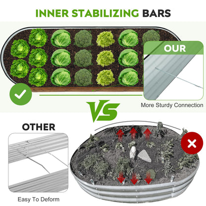 ZORMY Galvanized Raised Garden Bed Outdoor- 2PCS 6x2x1.4ft Oval Steel Raised Beds for Gardening, Metal Planter Box with Protective Strip and Gloves for Vegetables, Flowers, Fruits(Brown)