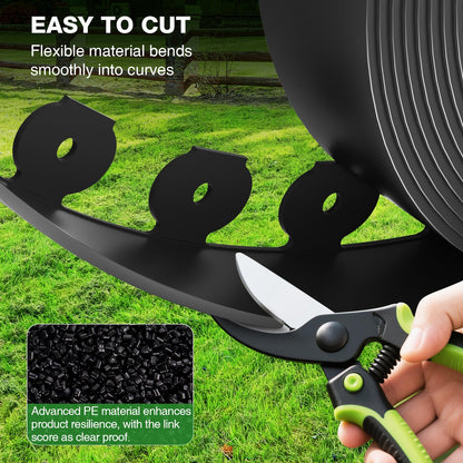 100ft,1.5in Tall Landscape Edging Kit with 150 Spikes, Not Digging Flexible Plastic Edge Border for Landscaping, Lawn, Garden, Flower Beds, Yard, Paver, Playground, Fence, Pathway,3pack, 33ft Each
