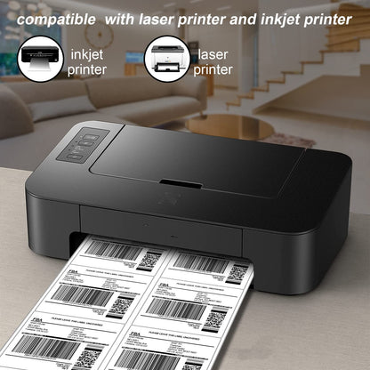 [100 Sheets 600 Labels] Shipping Labels 3 1/3"x4" Printable White 6 up Labels for Laser/Inkjet Printers, Mailing FBA Address Label Sticker Paper - Permanent Adhesive Label Blank